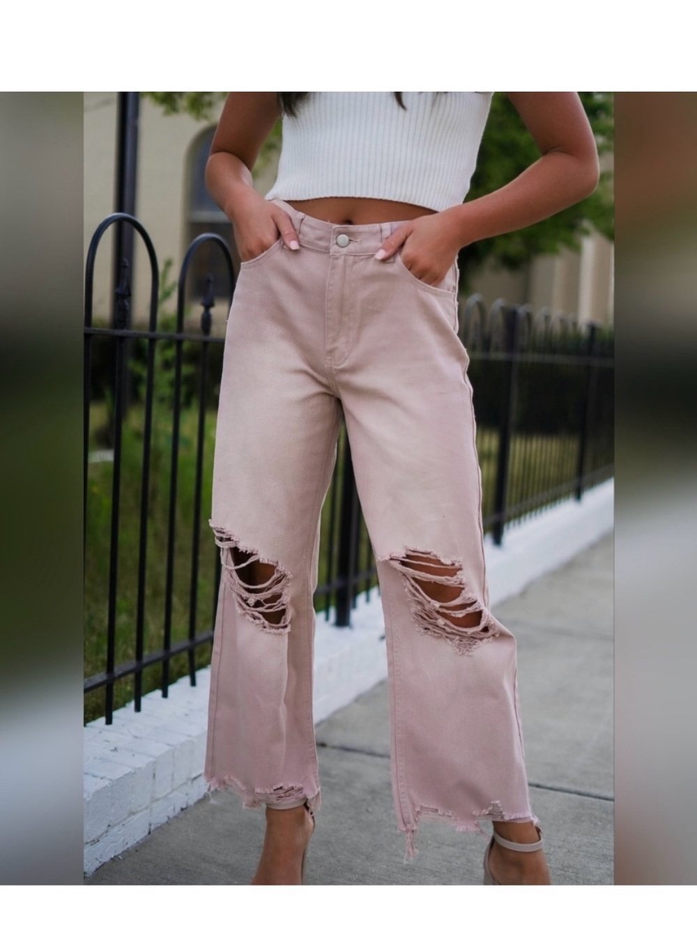 Vervet pink cropped loose jeans